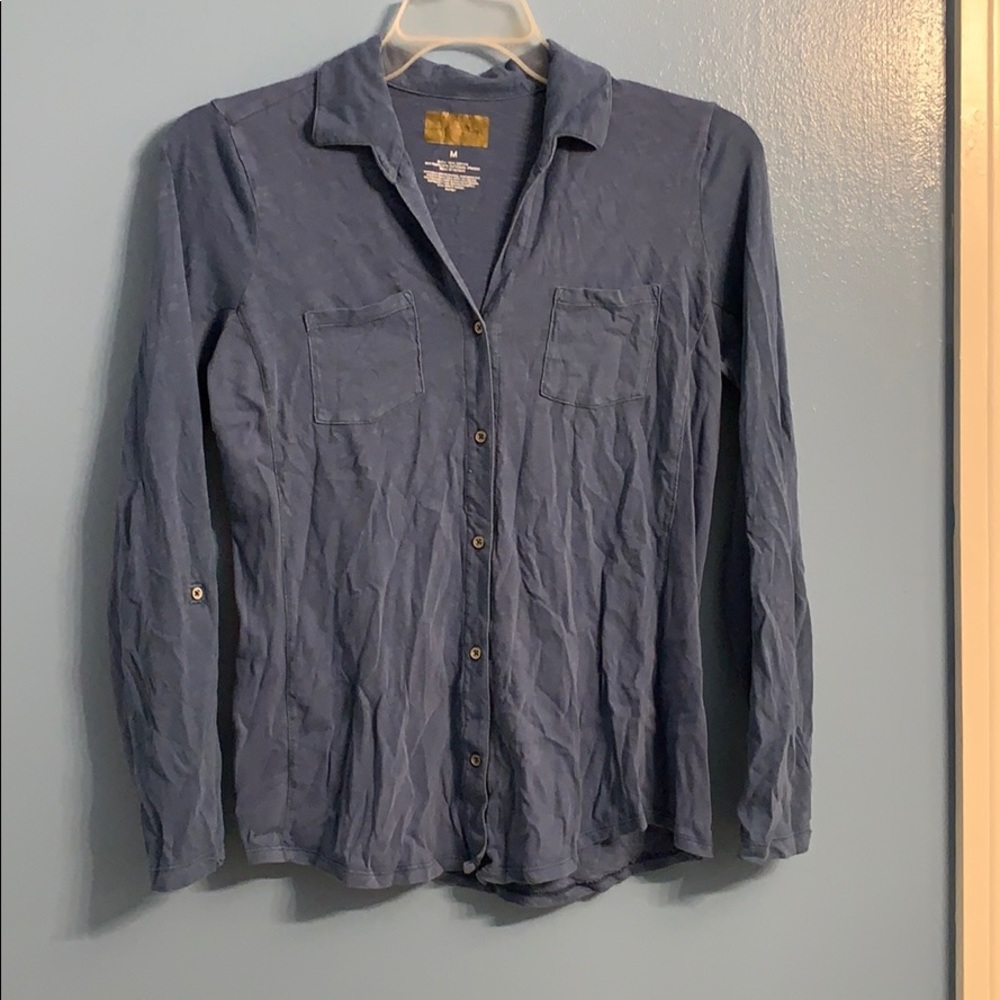 Women’s Med button down shirt, slate blue